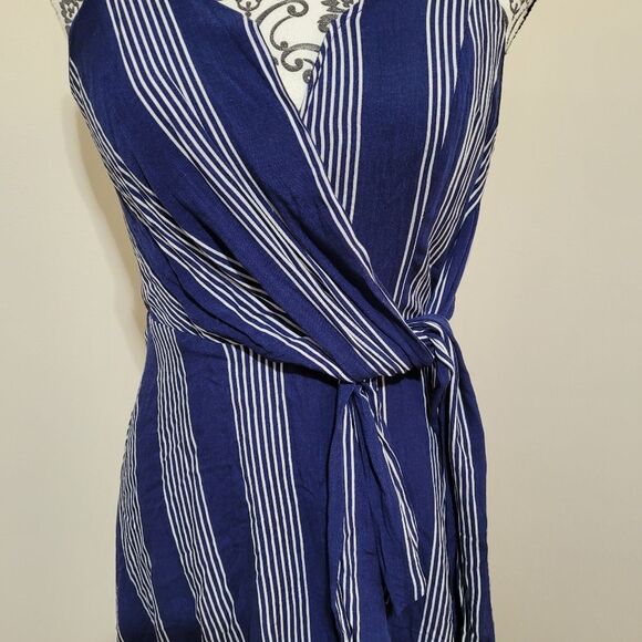 Blue Blush Navy Asymmetrical Striped Dress - Picture 3 of 4